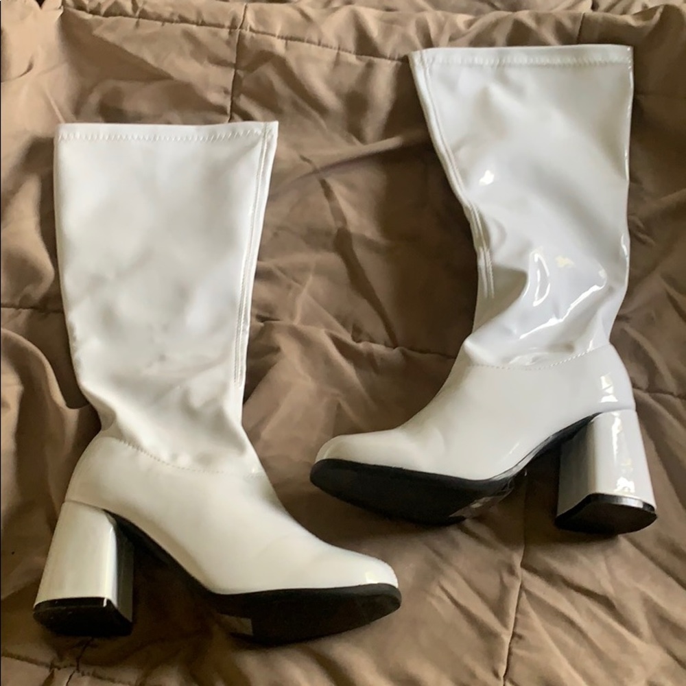 Knee high White Gogo Costume Boots
